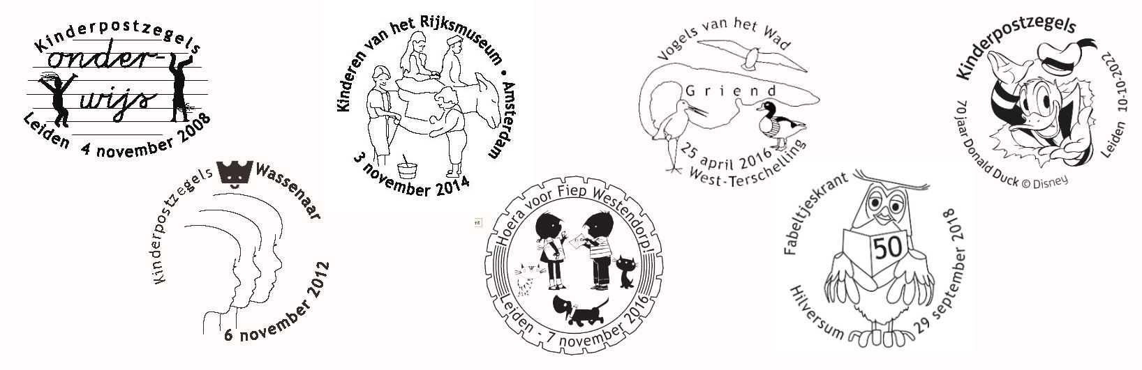 Picturale of postaal stempels van de Vereniging voor Kinderpostzegels en Maximafilie PostNL